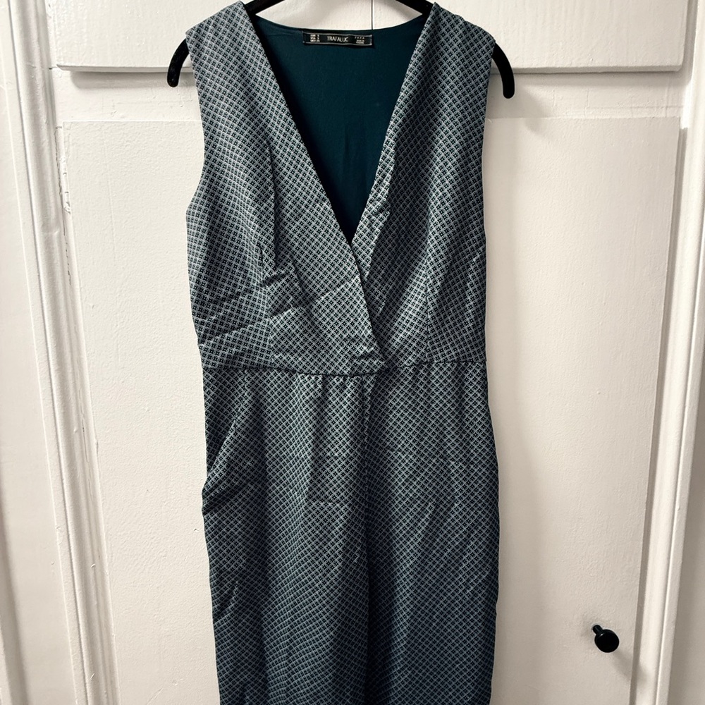 ZARA Navy Vneck Jumpsuit